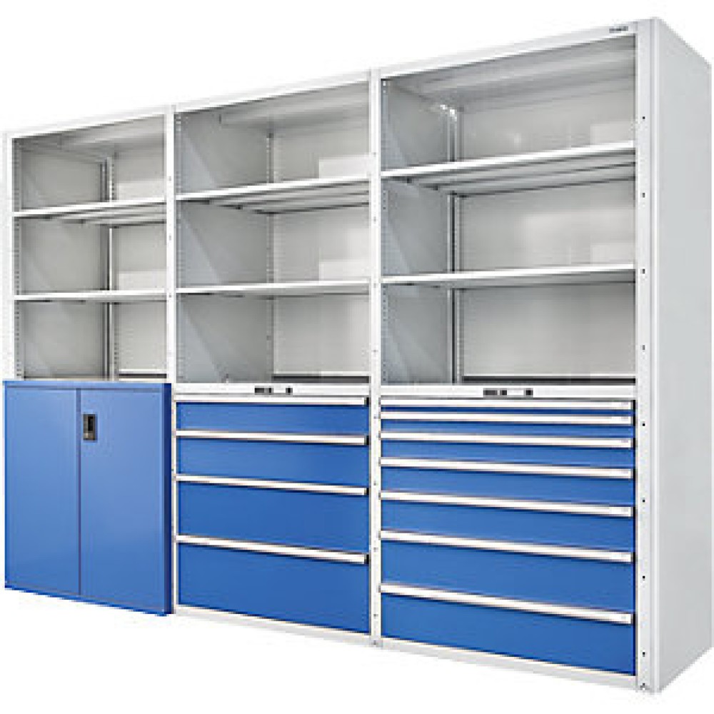 Produktabbildung Nr. 1: LISTA Beistellschrank Premium mit Flügeltüren, AF, lichtgrau, lichtblau