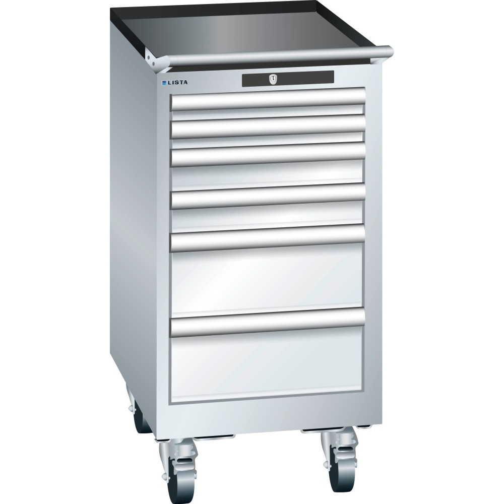 Produktabbildung: LISTA Werkstattwagen 18x27E, (BxTxH) 411x572x840mm, 6 Schubladen, 2 x 50 / 2 x 75 / 2 x 150, lichtgrau, KEY Lock