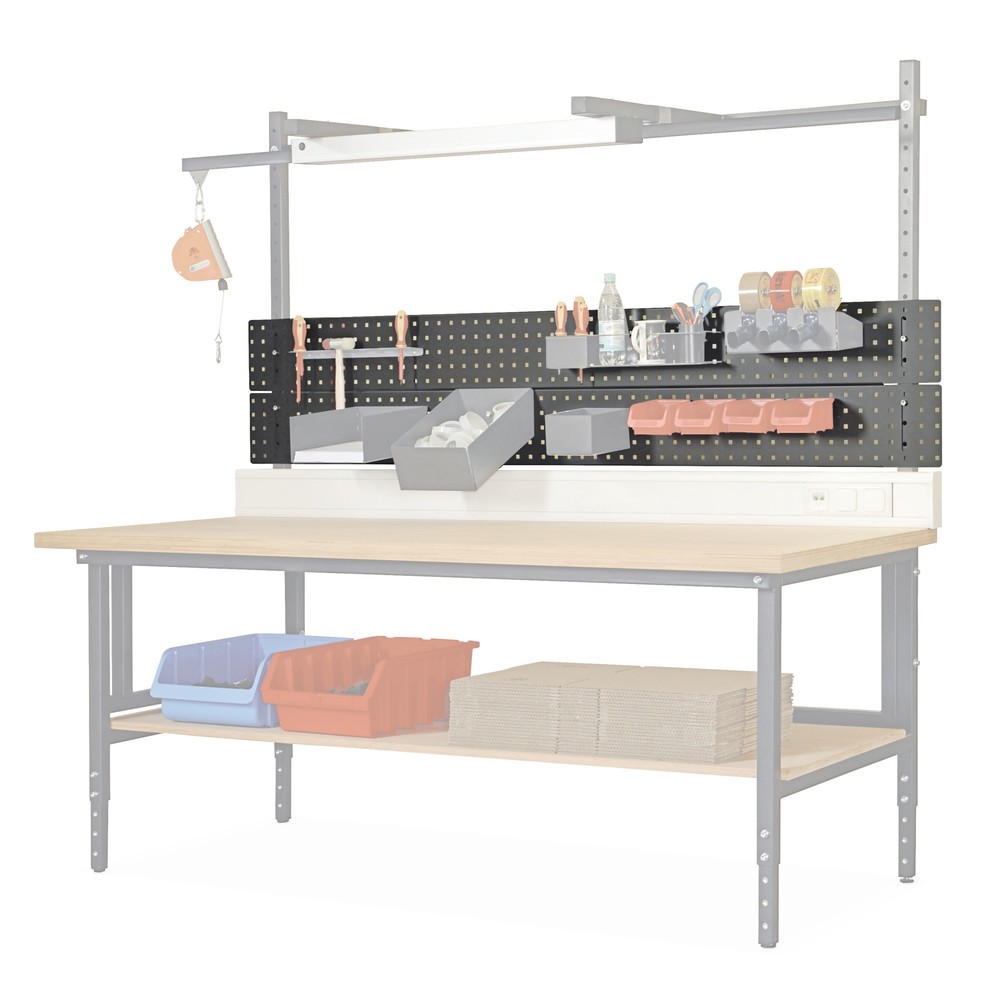 Produktabbildung: Lochblech für Packtisch, HxB 400 x 2.000 mm, lichtgrau