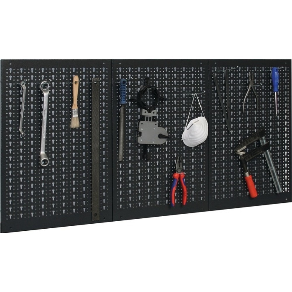 Illustration du produit: Lochwand, B400xH600mm, Gesamt-B1200xH600mm, mit 12 Standardhaken