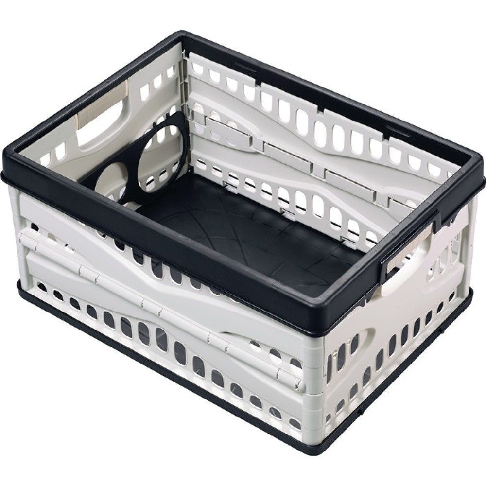 Produktabbildung: LOCKWEILER Klappbox, mit 2 Griffen und Flaschenhalter, L485xB345xH230mm Inhalt 35 l, schwarz-grau