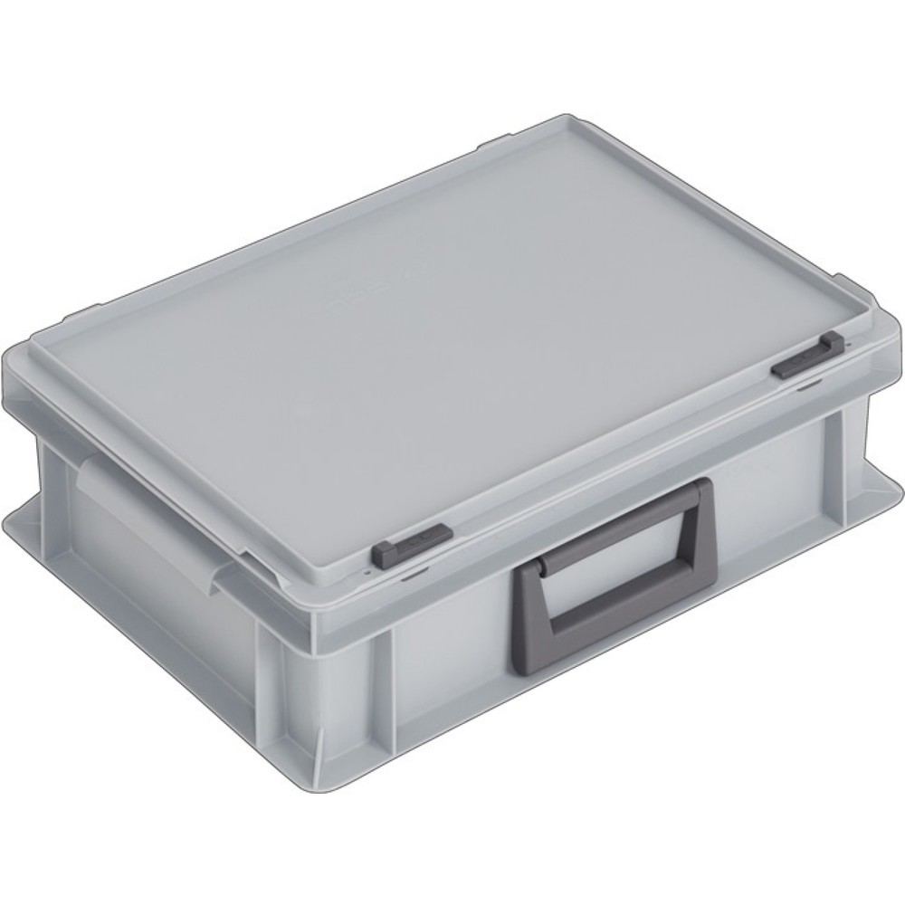 Produktabbildung: LOCKWEILER Kunststoffkoffer, Schiebeverschluss grau 10 l, L400xB300xH133 mm PP 1 Griff