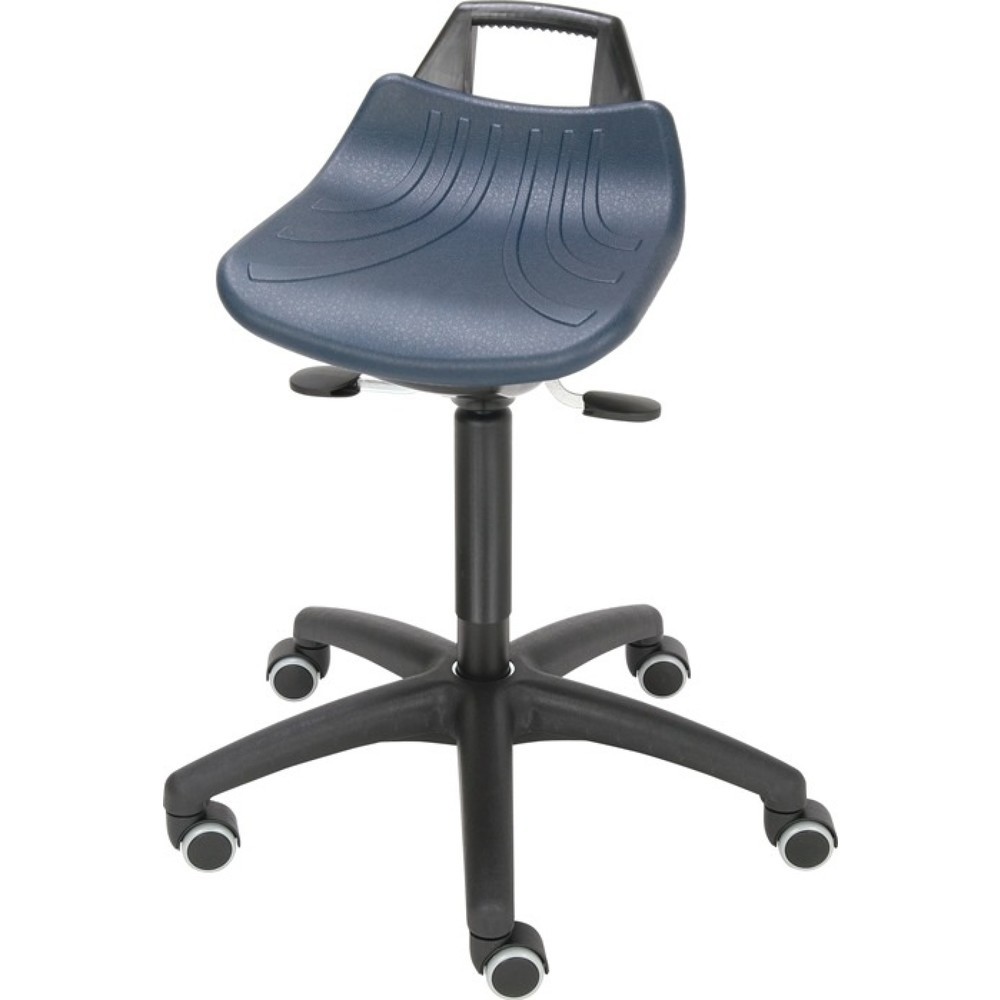 Illustration du produit: Tabouret pivotant LOTZ, mousse PU bleu, avec roulettes, hauteur d'assise réglable de 520 à 710 mm