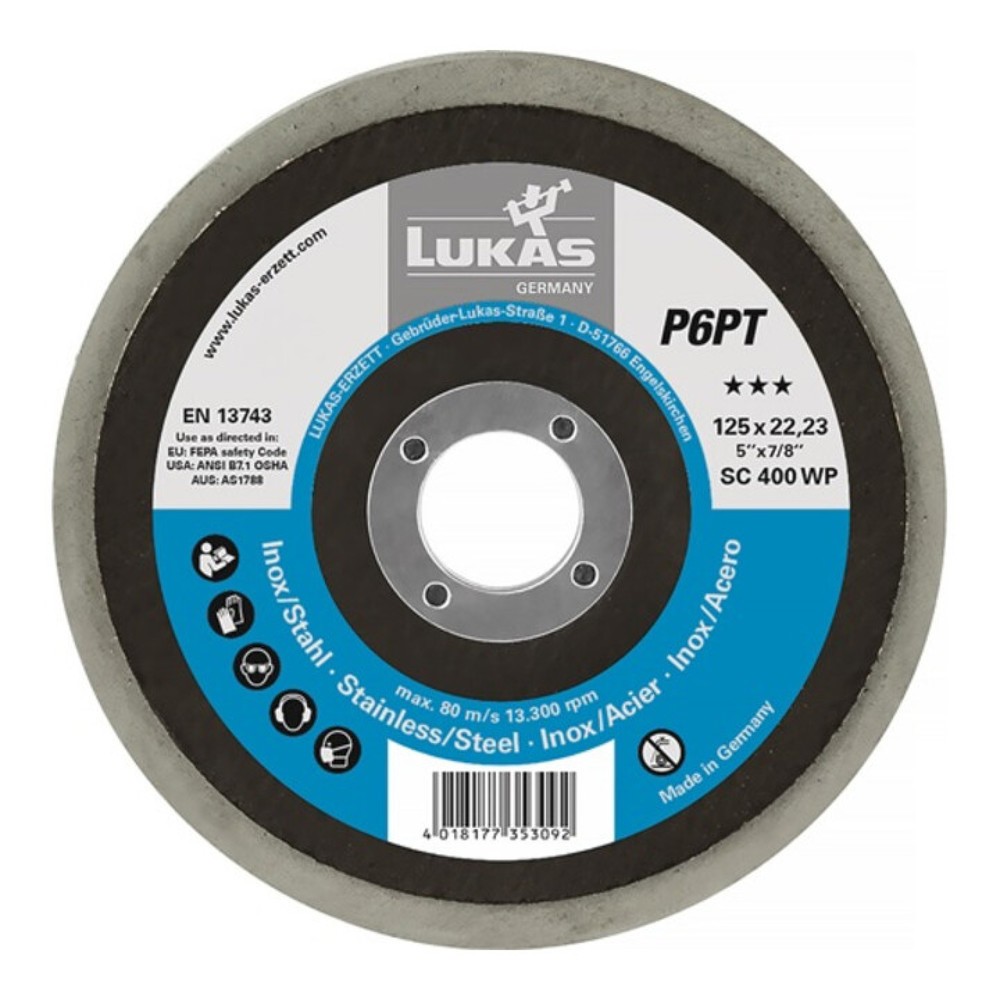 Produktabbildung Nr. 1: LUKAS Polierteller P6PT D.125mm Bohrungs-D.22,23mm P 240 fine weiss