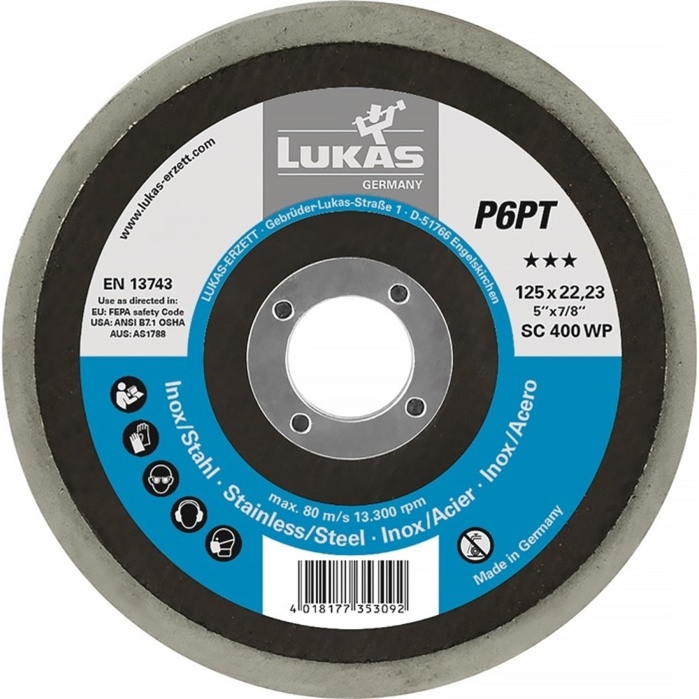 Produktabbildung Nr. 1: LUKAS Polierteller P6PT D.125mm Bohrungs-D.22,23mm P 150 medium weiss