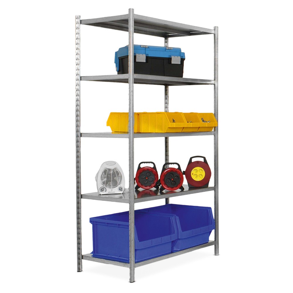 Produktabbildung: ManOrga Fachbodenregal graphitgrau/lichtgrau mit 5 Spanplattenböden, Fachlast 216 kg, HxBxT 2.000 x 1.040 x 500 mm