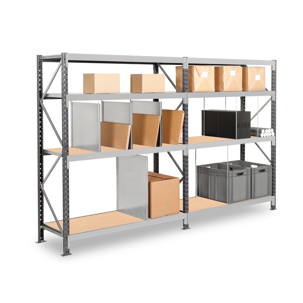 Produktabbildung: ManOrga Komplettpaket Weitspannregal mit Spanplatten, HxBxT 2.000 x 4.000 x 800 mm