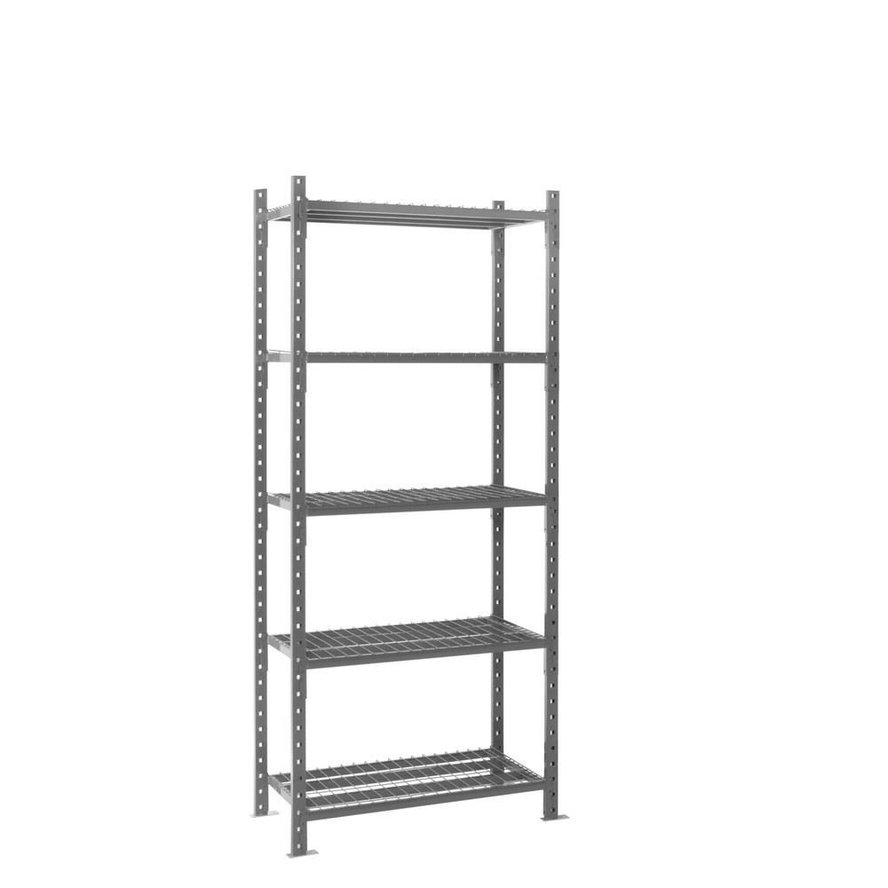Produktabbildung Nr. 1: ManOrga Rayonnage à tablettes gris graphite avec tablettes grillagées, charge par tablette 500 kg, HxlxP 2 500 x 1 050 x 510 mm