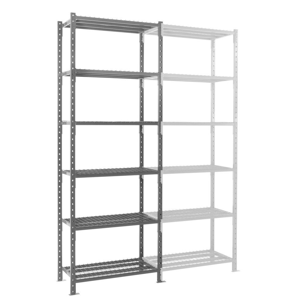 Illustration du produit: ManOrga Rayonnage à tablettes gris graphite avec tablettes grillagées, charge par tablette 460 kg, HxlxP 3 000 x 1 300 x 510 mm