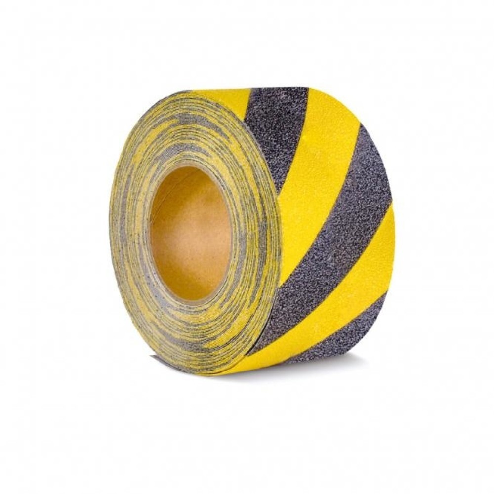 Produktabbildung Nr. 1: Revêtement antidérapant m2™, marquage de signalisation, rouleau, largeur 75 mm, noir-jaune