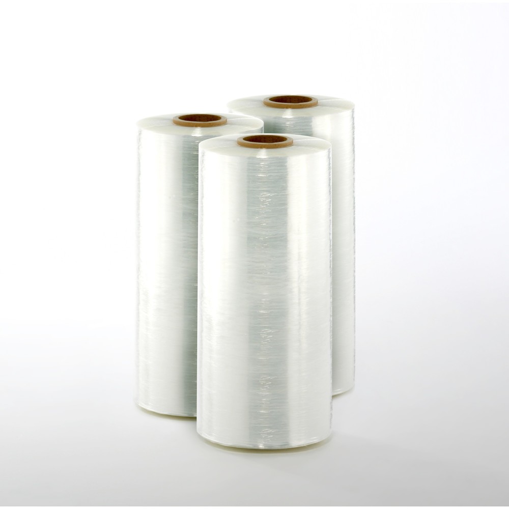Produktabbildung: Maschinenstretchfolie, recyclebar, BxL 500 mm x 1.500 m, Stärke 23 µm, bis 145 % Vordehnung
