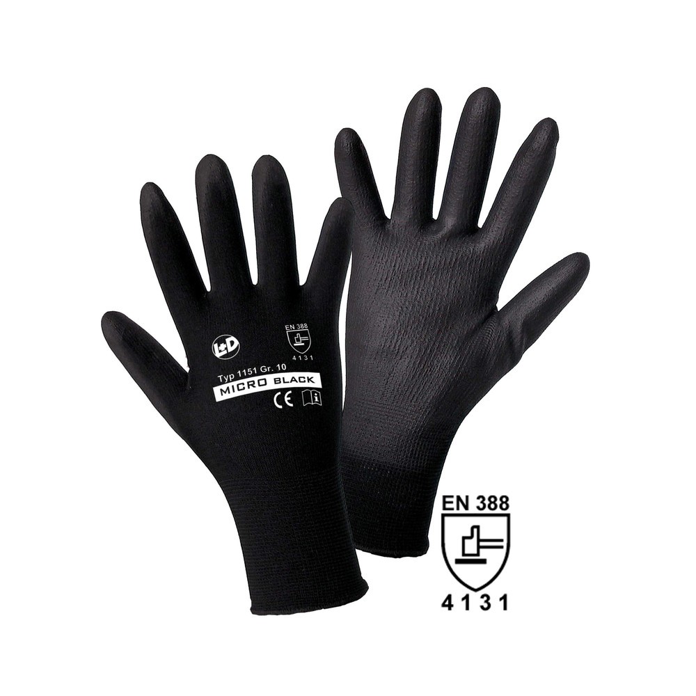 Produktabbildung: Mechanische Spezial-Schutzhandschuhe Micro Black, Grösse 10