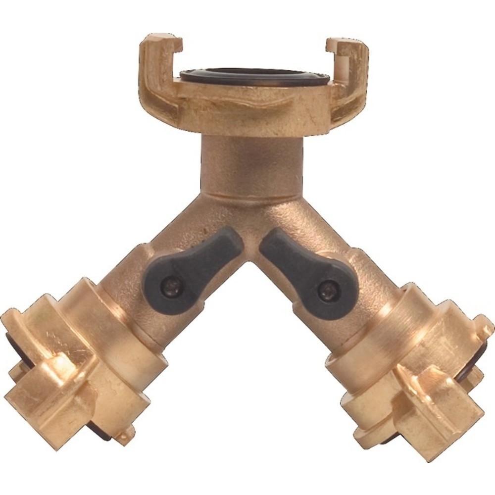Illustration du produit: MEGA Y-Stück Schnellkupplung, Messing Schlauchgröße 9,5-38 mm, Hahnabsperrung