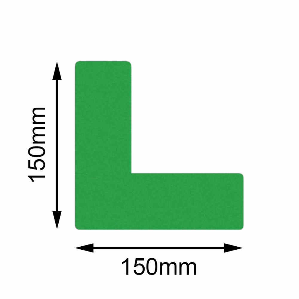 Produktabbildung: Mehlhose Bodenmarkierer Safety Winkel, grün, 150 x 150 mm, 10 Stk/VE