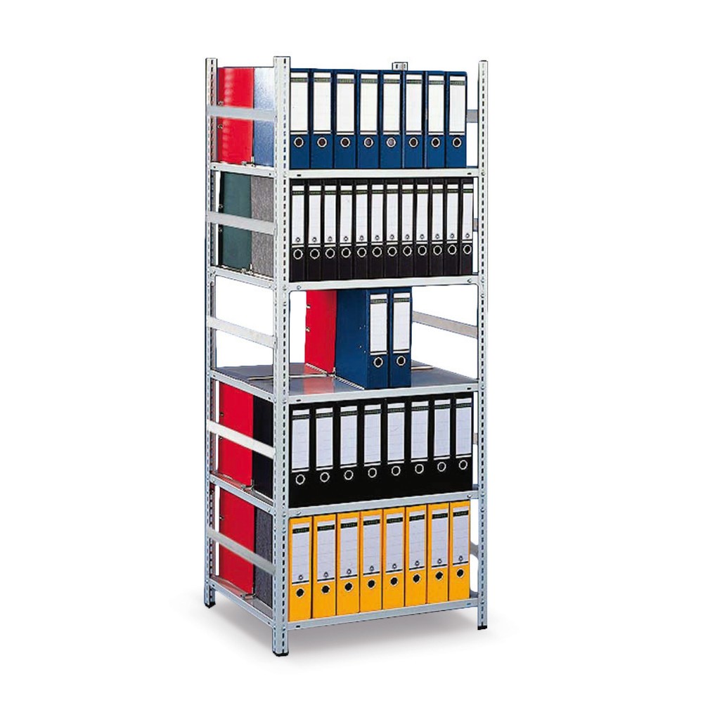 Produktabbildung: META Aktenregal GF, doppelseitig, ohne Abdeckboden, verzinkt, HxBxT 2.200 x 750 x 600 mm