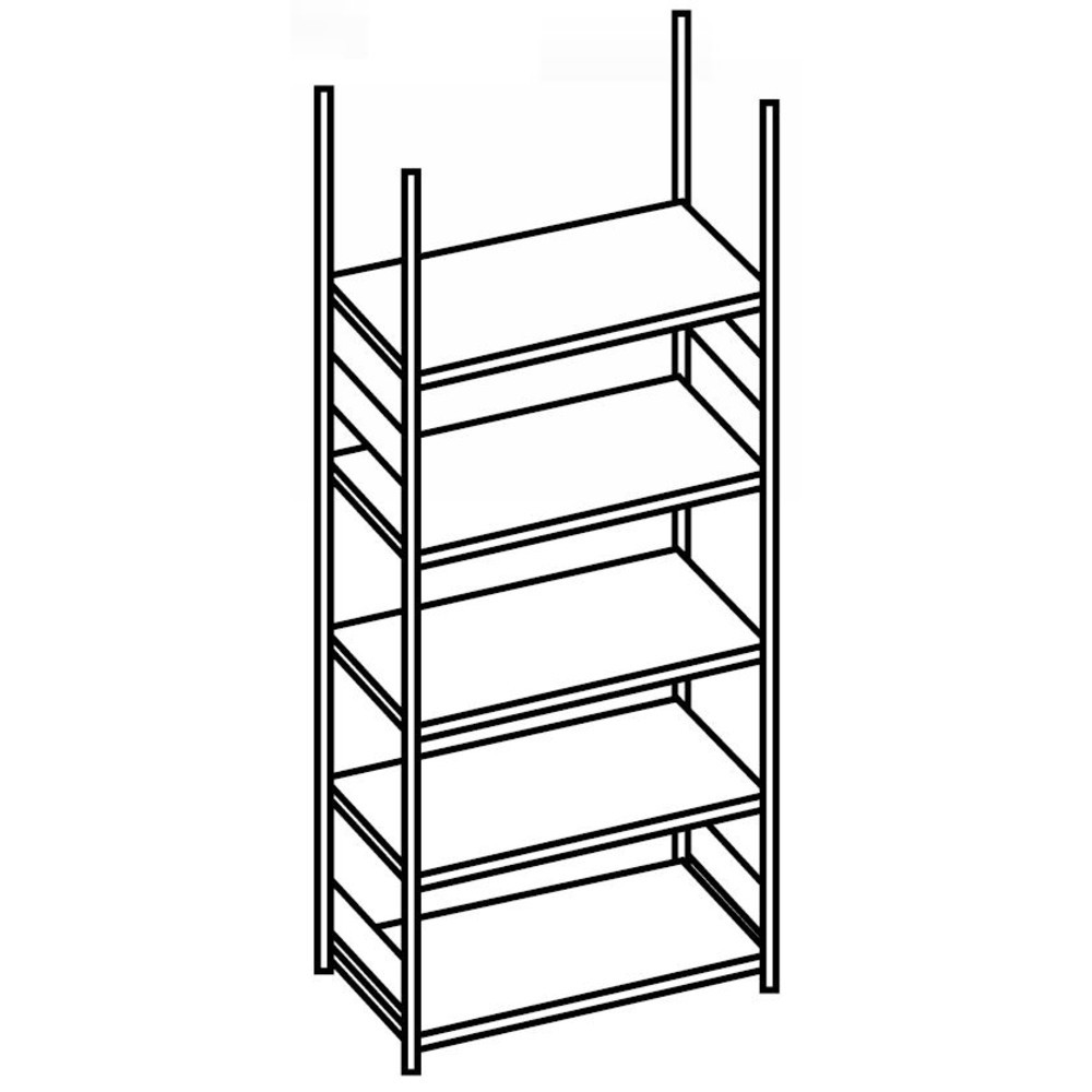 Produktabbildung Nr. 2: META Aktenregal GF, einseitig, ohne Abdeckboden, FL 80 kg, verzinkt, HxBxT 1.850 x 750 x 300 mm