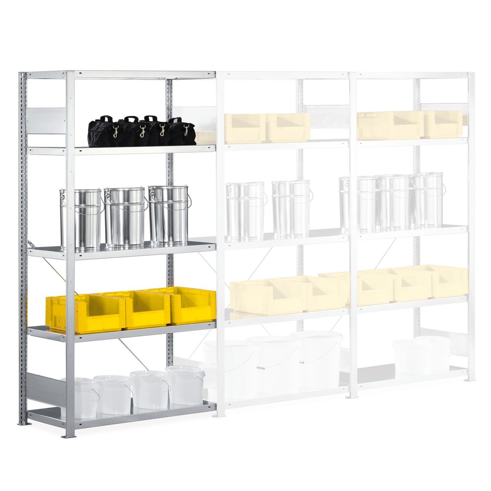 Produktabbildung: META Fachbodenregal, AF, FL 230 kg, verzinkt, HxBxT 2.000 x 1.300 x 600 mm