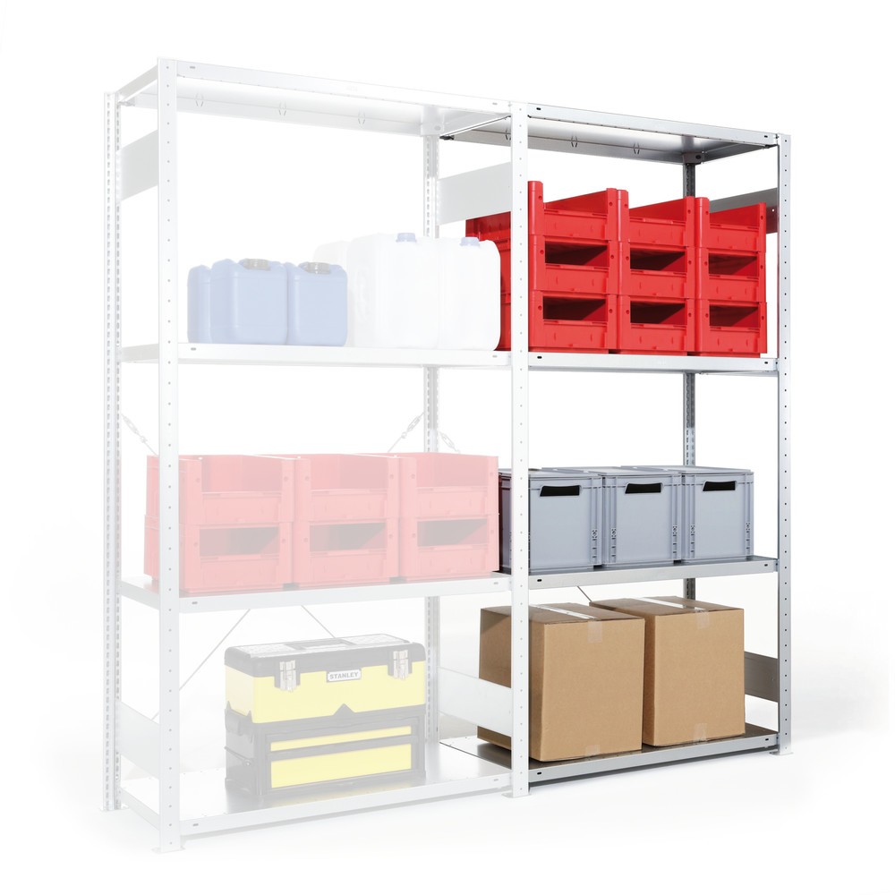 Produktabbildung: META Fachbodenregal CLIP S3, AF, Stecksystem, FL 100 kg, verzinkt, HxBxT 2.000 x 1.000 x 400 mm