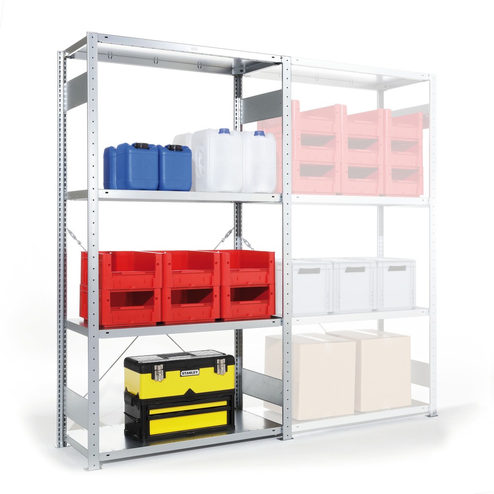 Produktabbildung Nr. 1: META Fachbodenregal CLIP S3, GF, Stecksystem, FL 230 kg, verzinkt, HxBxT 2.000 x 1.000 x 500 mm