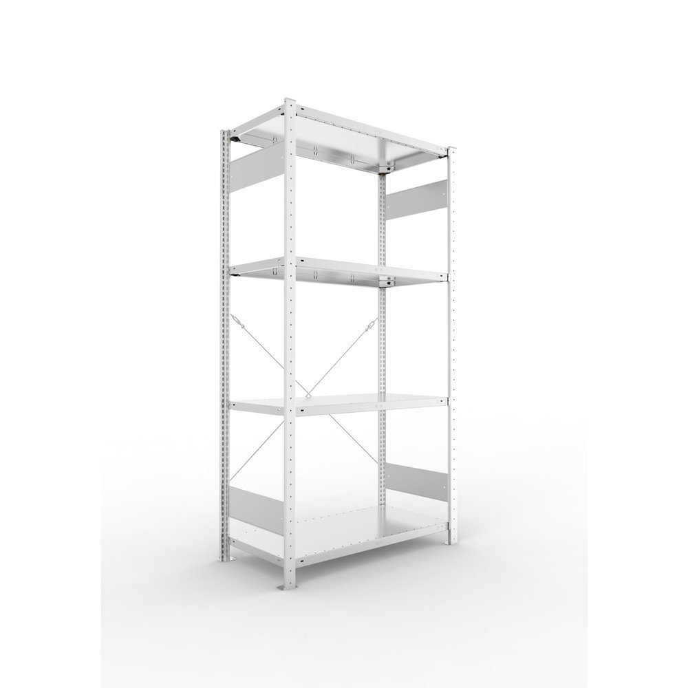 Produktabbildung Nr. 1: META Fachbodenregal verzinkt mit 4 Stahlblechböden, Fachlast 150 kg, HxBxT 2.000 x 1.056 x 536 mm