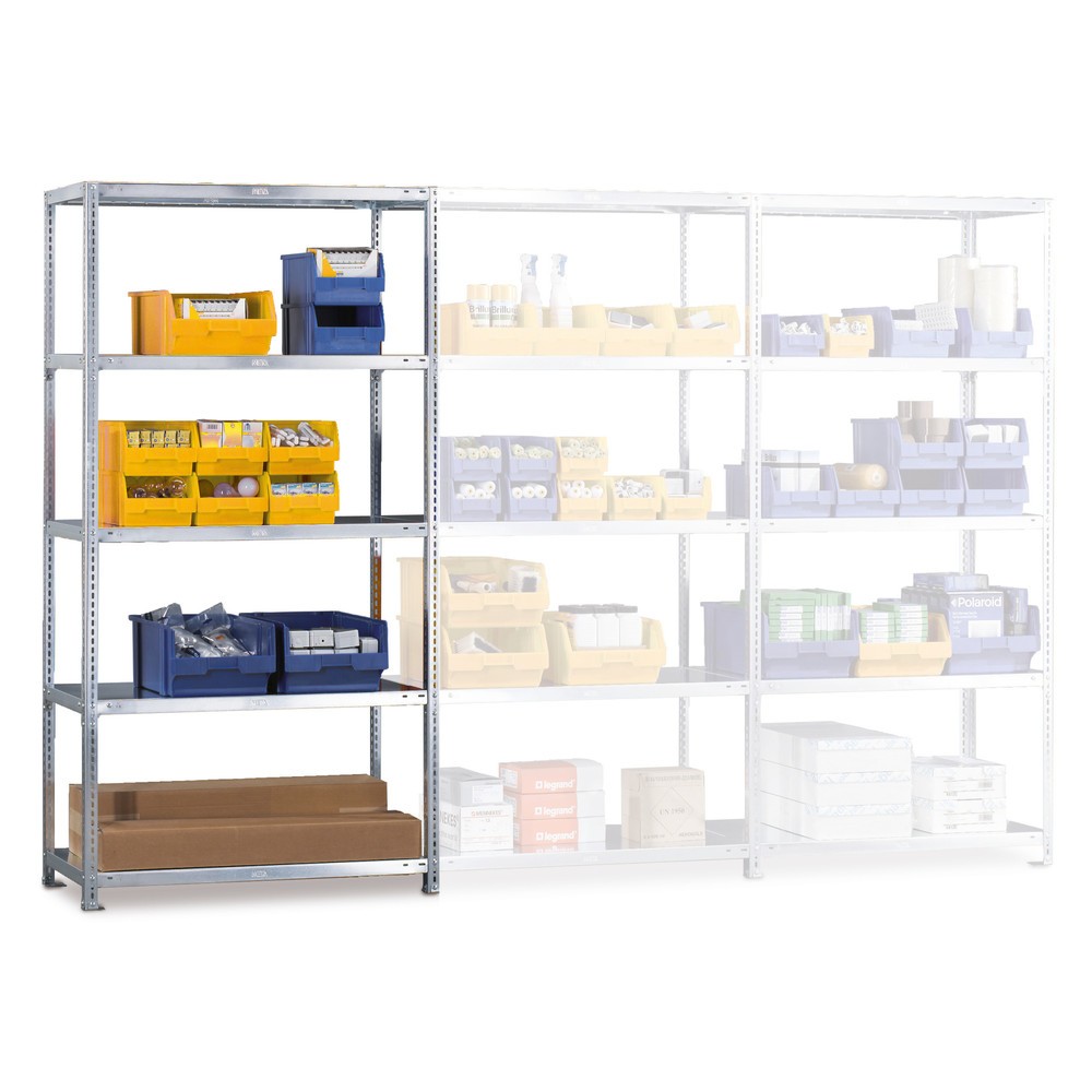 Produktabbildung: META Fachbodenregal Schraubsystem, AF, FL 80 kg, verzinkt, HxBxT 2.000 x 1.000 x 500 mm