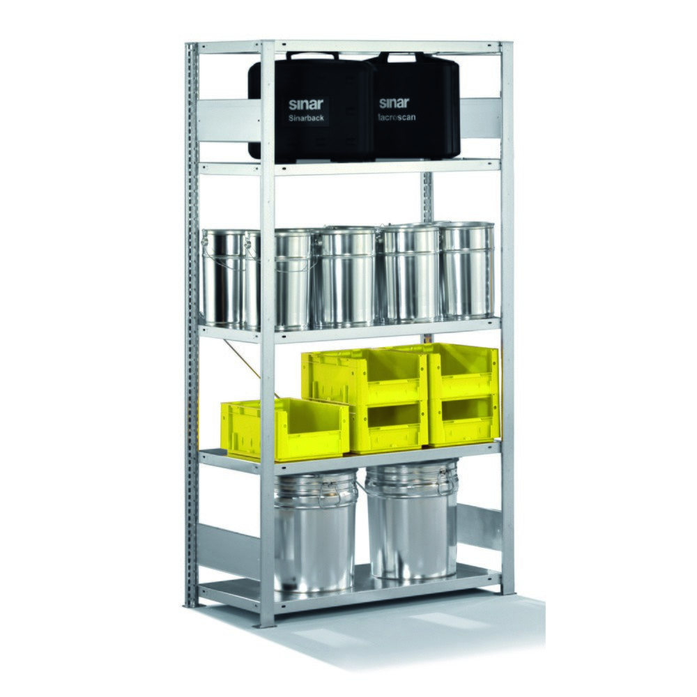 Produktabbildung: META Fachbodenregal Stecksystem, GF, FL 230 kg, lichtgrau, HxBxT 2.000 x 1.300 x 400 mm