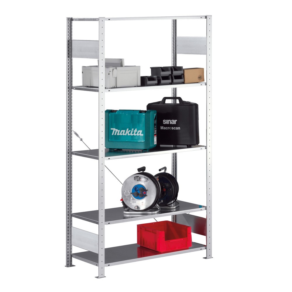 Produktabbildung: META Fachbodenregal Stecksystem, GF, FL 80 kg, verzinkt, HxBxT 2.500 x 1.000 x 400 mm