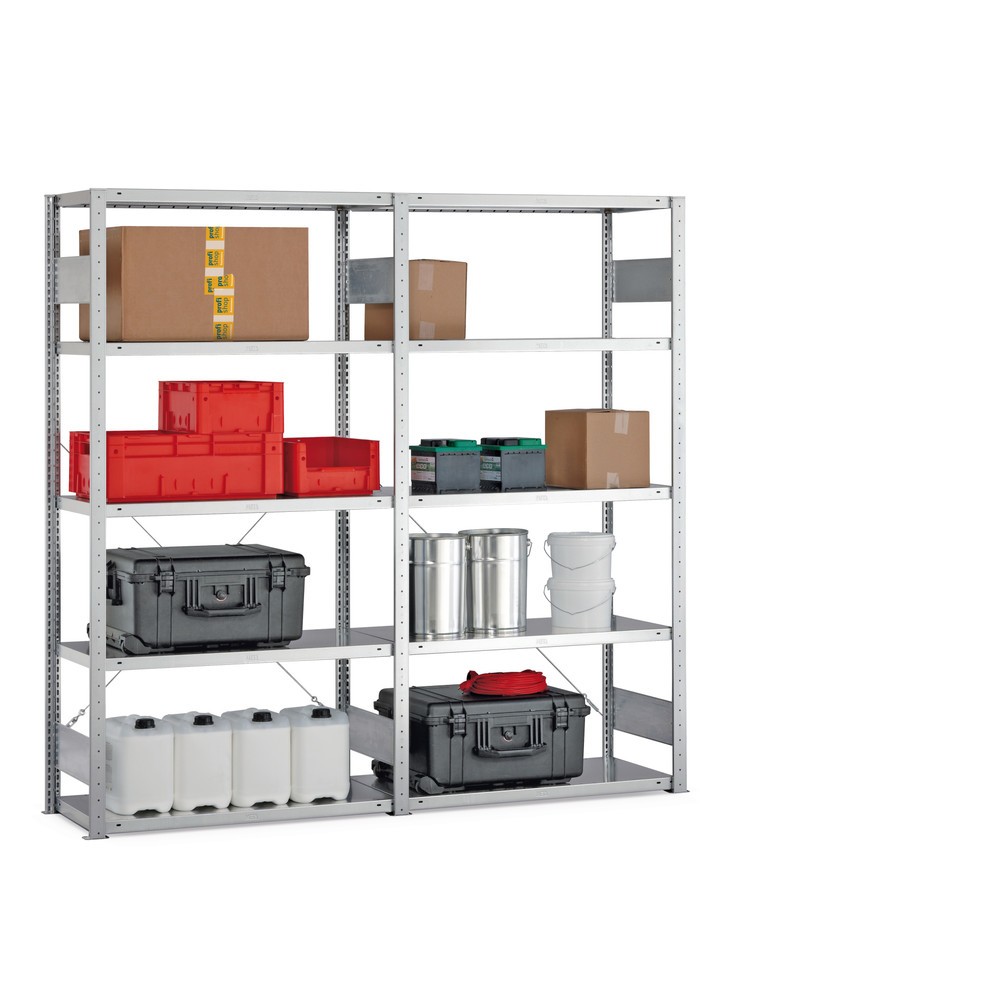 Produktabbildung: META Komplettpaket Fachbodenregal verzinkt, Fachlast 150 kg, HxBxT 2.000 x 2.062 x 336 mm