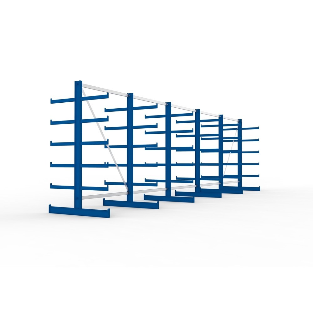Produktabbildung Nr. 4: META Komplettpaket Kragarmregal, doppelseitig, Tragkraft pro Arm 200 kg, HxBxT 2.000 x 6.805 x 1.150 mm, 6 Ständer