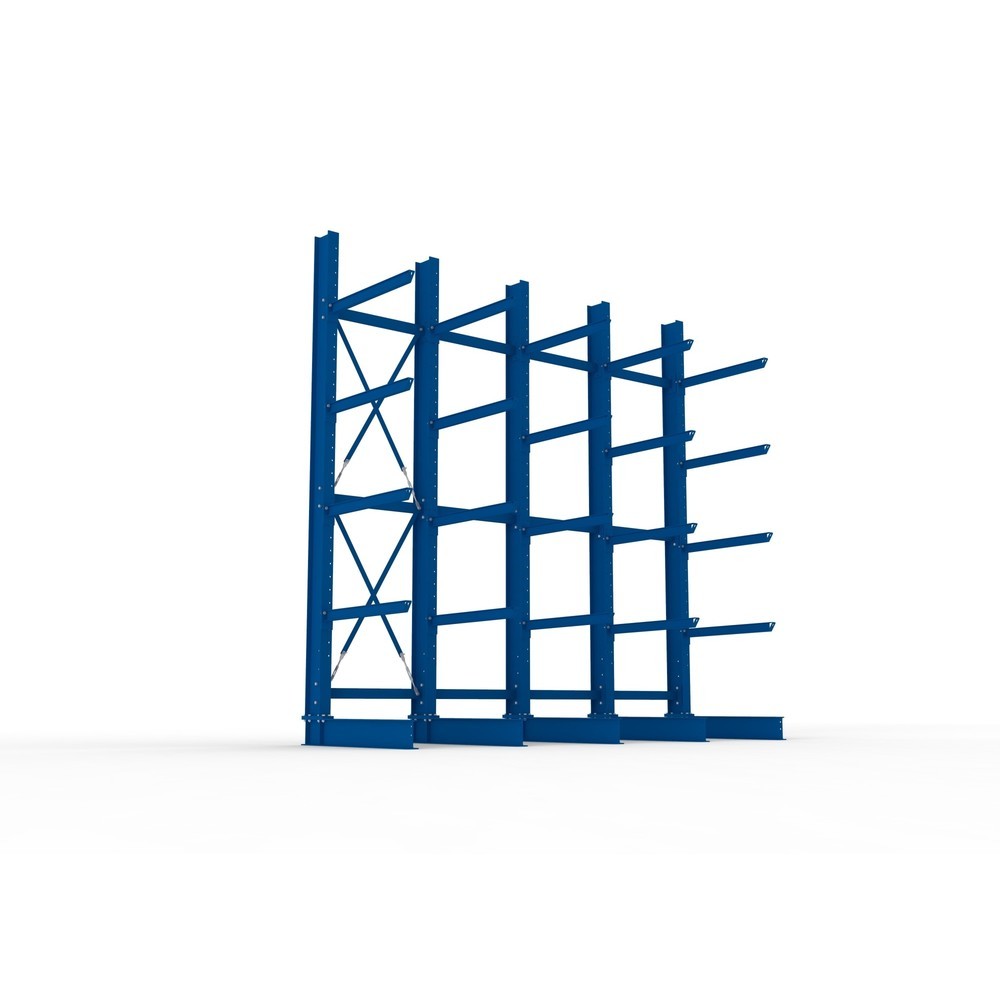 Produktabbildung Nr. 3: META Komplettpaket Schwerlast-Kragarmregal, einseitig, Tragkraft pro Arm 505 kg, HxBxT 4.000 x 4.100 x 1.355 mm, 5 Ständer