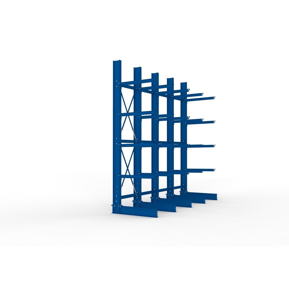 Produktabbildung Nr. 4: META Komplettpaket Schwerlast-Kragarmregal, einseitig, Tragkraft pro Arm 505 kg, HxBxT 4.000 x 4.100 x 1.355 mm, 5 Ständer