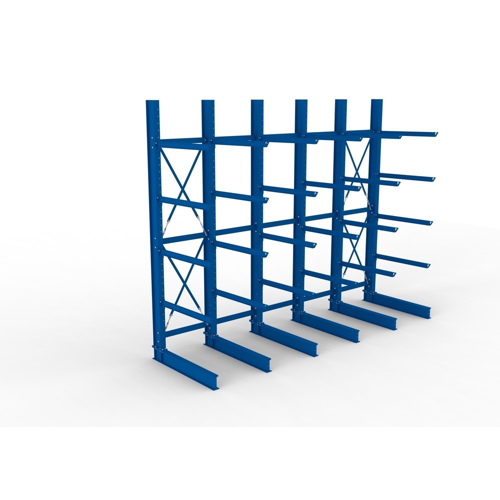 Produktabbildung Nr. 2: META Komplettpaket Schwerlast-Kragarmregal, einseitig, Tragkraft pro Arm 400 kg, HxBxT 4.000 x 5.100 x 1.605 mm, 6 Ständer