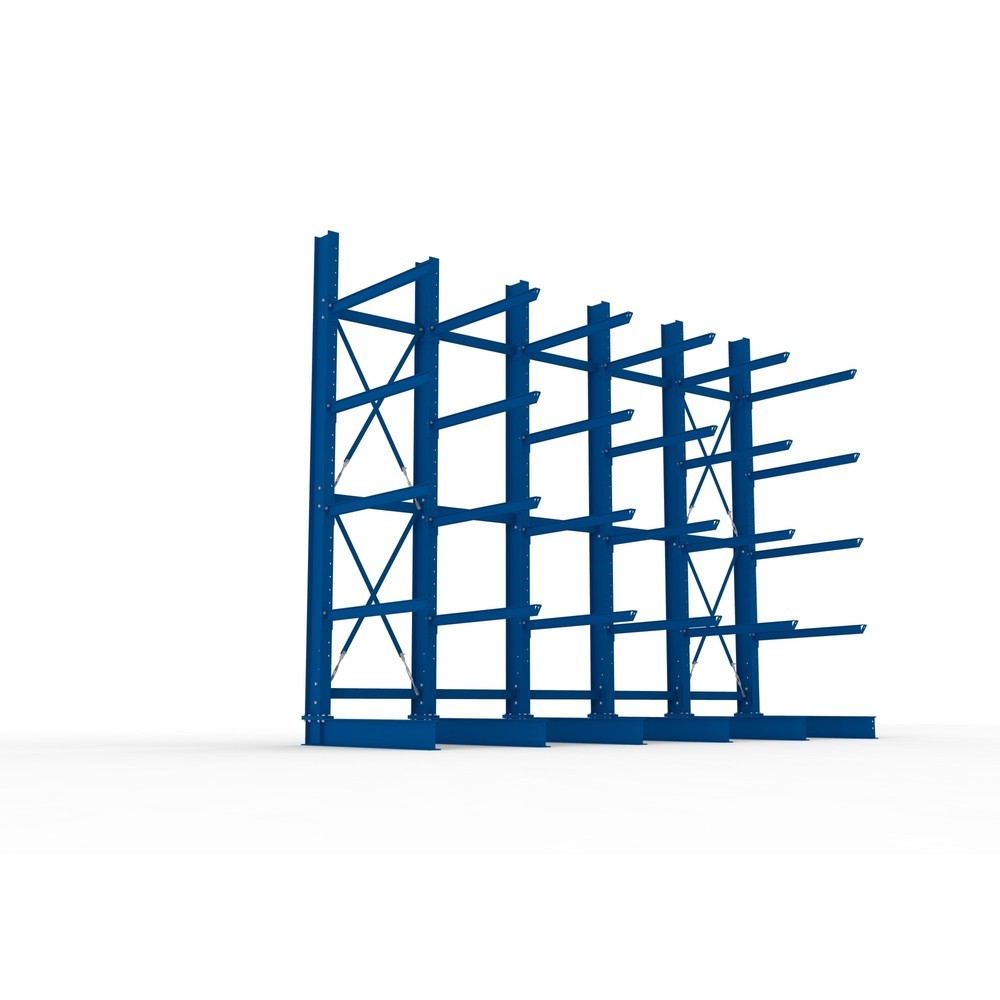 Produktabbildung Nr. 3: META Komplettpaket Schwerlast-Kragarmregal, einseitig, Tragkraft pro Arm 400 kg, HxBxT 4.000 x 5.100 x 1.605 mm, 6 Ständer