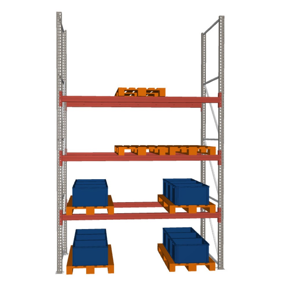 Produktabbildung: META MULTIPAL Palettenregal , Fachlast 1470 kg, 9 Palettenplätze, 4,4 m Höhe, 1 Feld
