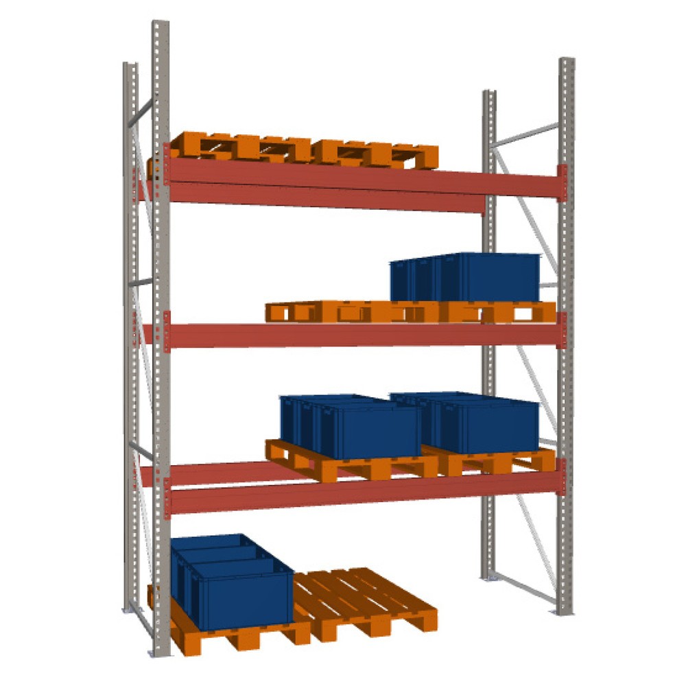 Produktabbildung: META MULTIPAL Palettenregal , Fachlast 2910 kg, 12 Palettenplätze, 3,8 m Höhe, 1 Feld