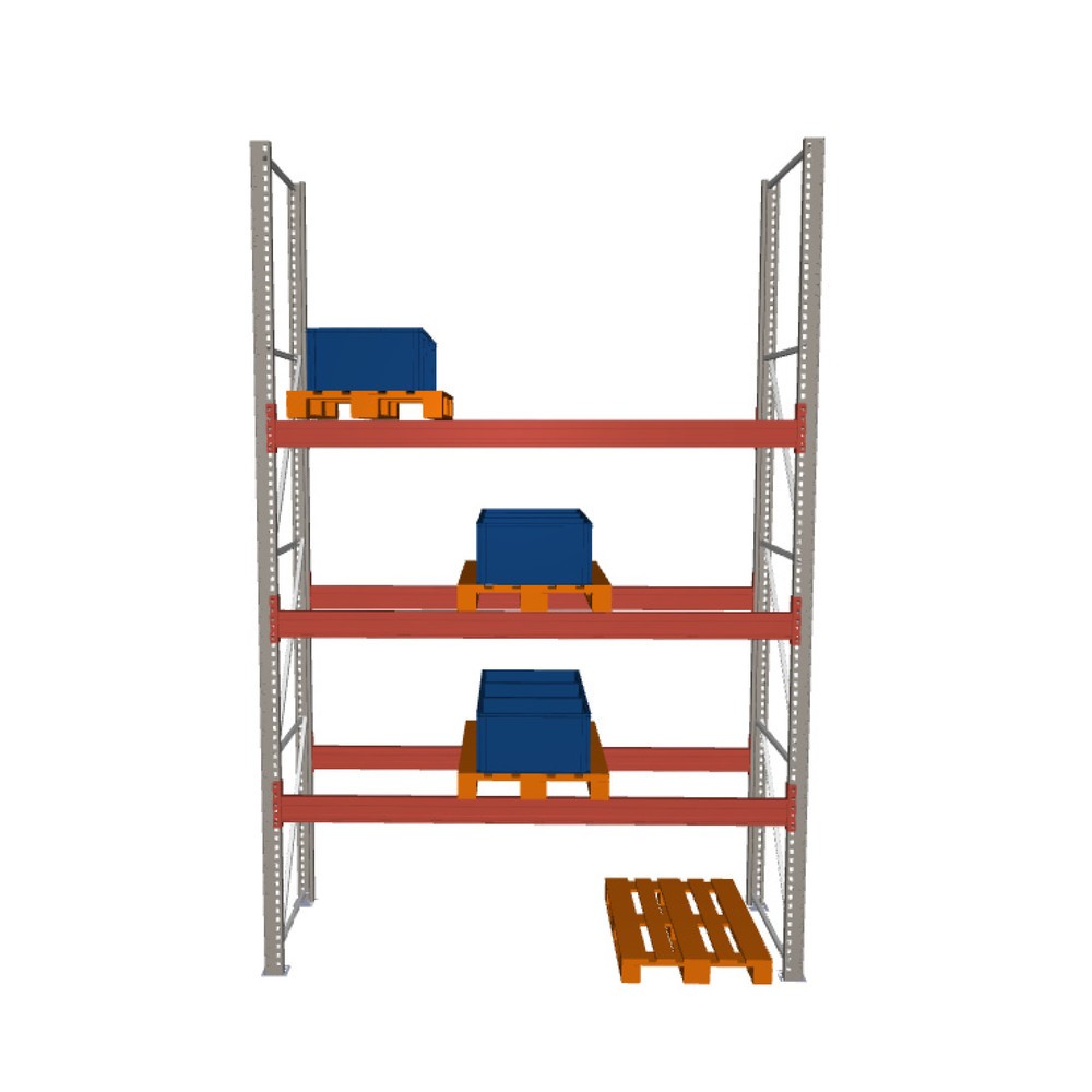 Produktabbildung: META MULTIPAL Palettenregal , Fachlast 2910 kg, 12 Palettenplätze, 4,4 m Höhe, 1 Feld