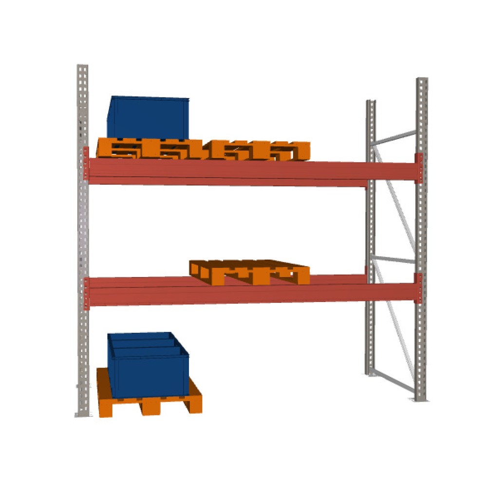 Produktabbildung: META MULTIPAL Palettenregal , Fachlast 3750 kg, 12 Palettenplätze, 2,7 m Höhe, 1 Feld