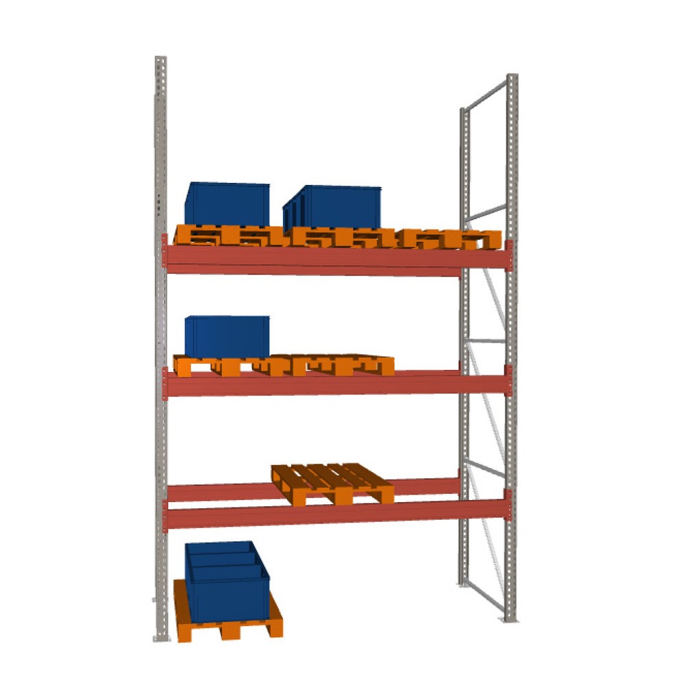 Produktabbildung: META MULTIPAL Palettenregal , Fachlast 3750 kg, 12 Palettenplätze, 4,4 m Höhe, 1 Feld