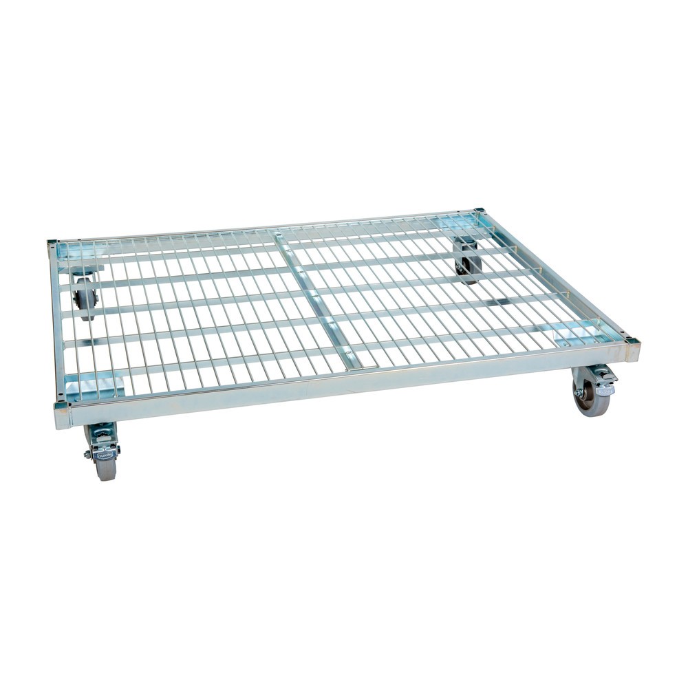 Produktabbildung: Metall-Rollplatte, blau verzinkt, BxT 800 x 1.200 mm, Rollen-Ø 125 mm