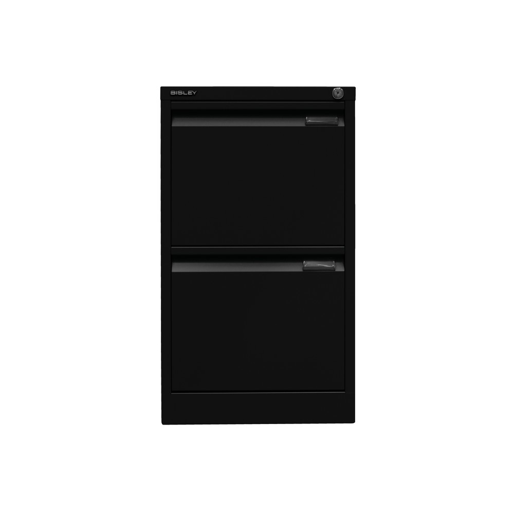 N° de l'image du produit 2 : Meuble à dossiers suspendus BISLEY, 1 rail, 2 tiroirs, noir