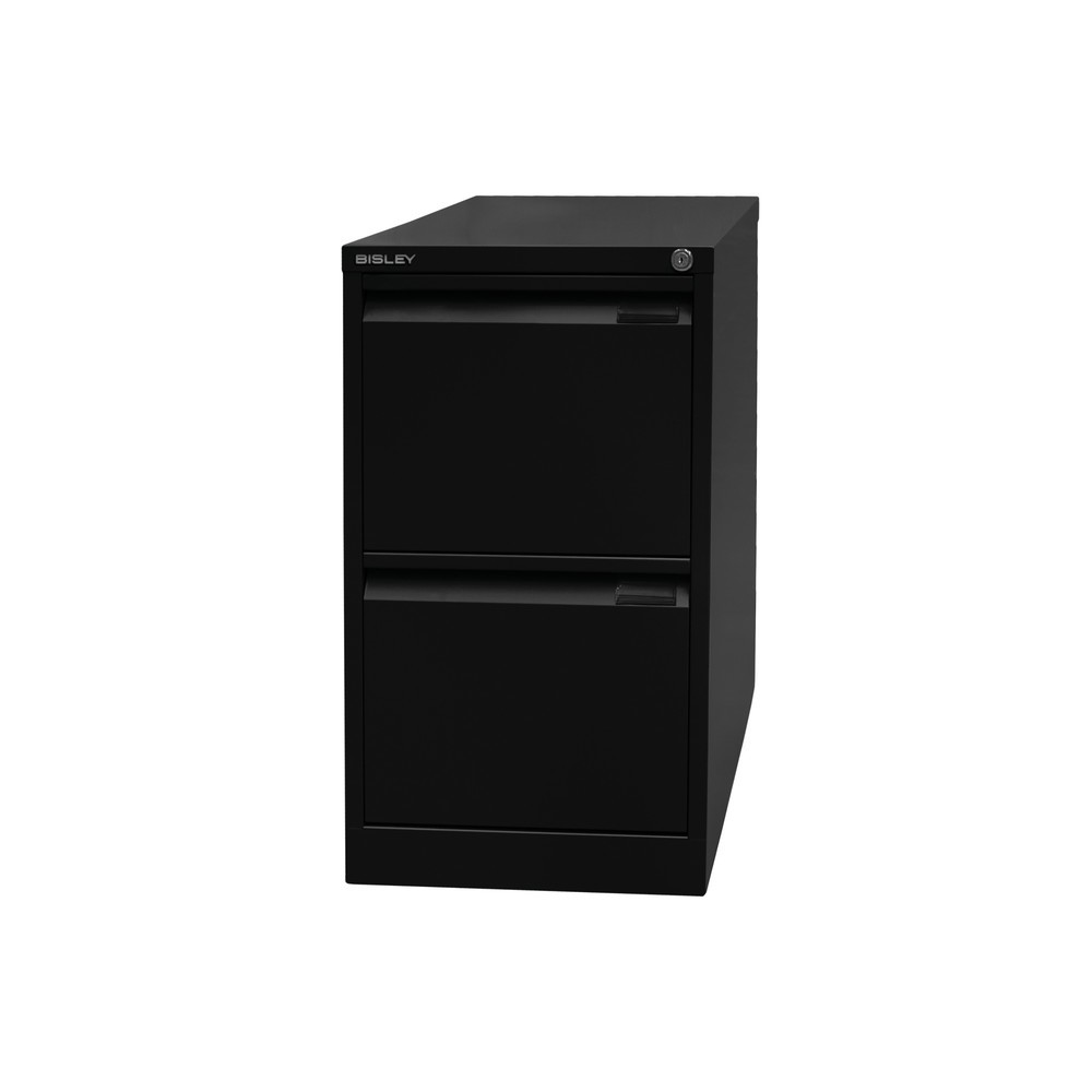 N° de l'image du produit 1 : Meuble à dossiers suspendus BISLEY, 1 rail, 2 tiroirs, noir