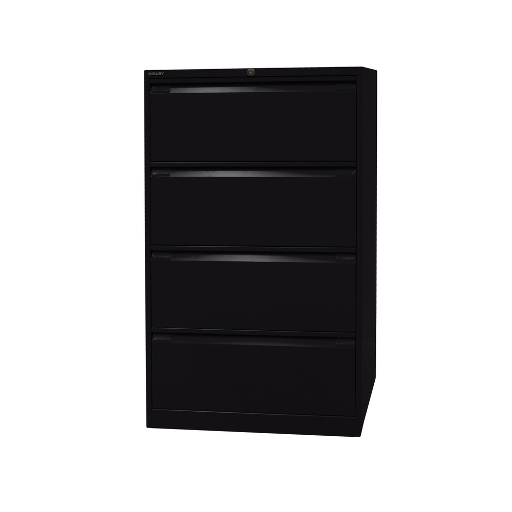 N° de l'image du produit 1 : Meuble à dossiers suspendus BISLEY, 2 rails, 4 tiroirs, noir