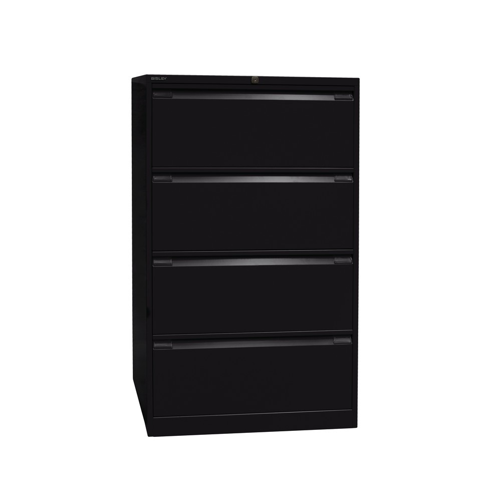 N° de l'image du produit 2 : Meuble à dossiers suspendus BISLEY, 2 rails, 4 tiroirs, noir