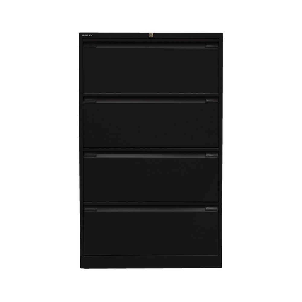 N° de l'image du produit 3 : Meuble à dossiers suspendus BISLEY, 2 rails, 4 tiroirs, noir