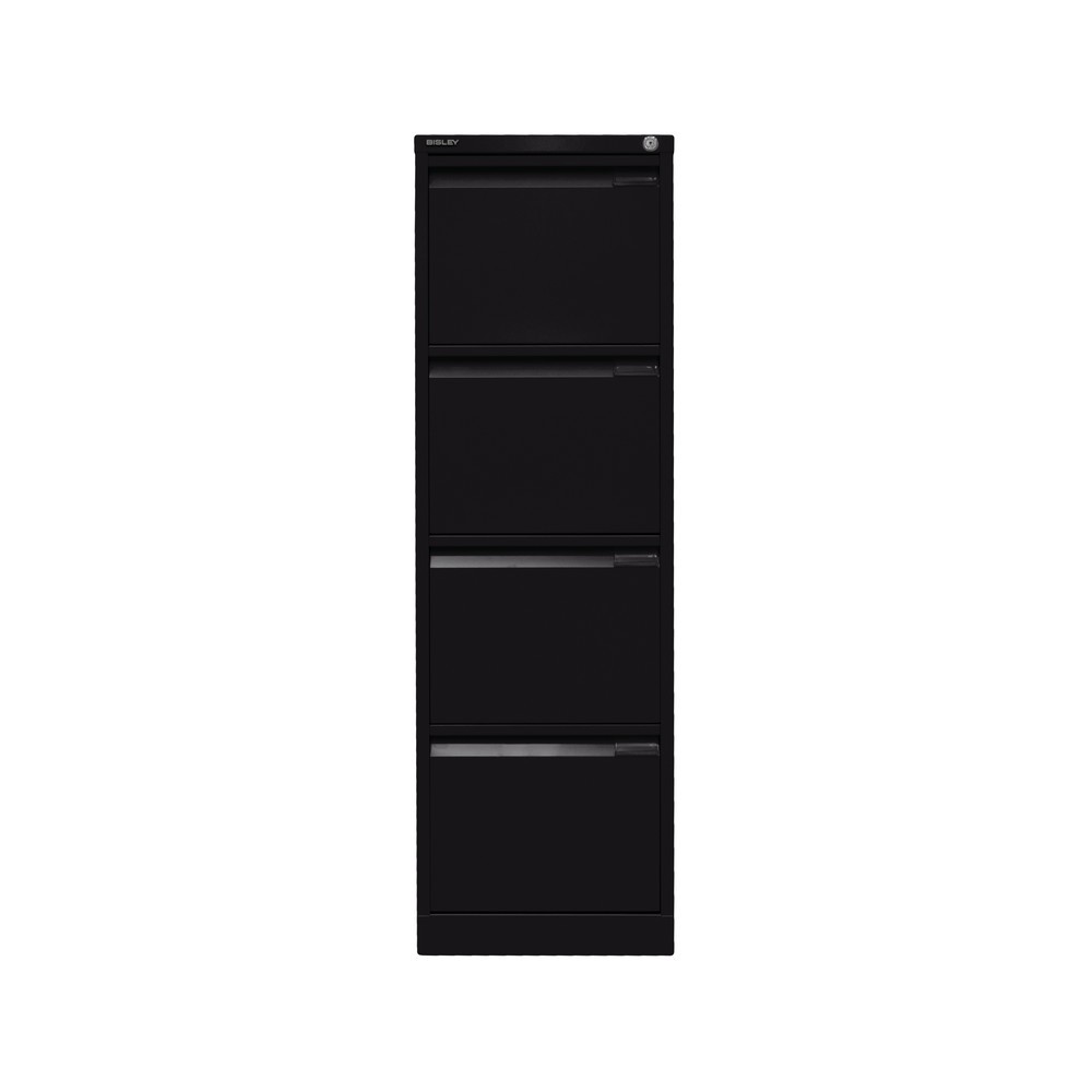 N° de l'image du produit 2 : Meuble à dossiers suspendus BISLEY, 1 rail, 4 tiroirs, noir