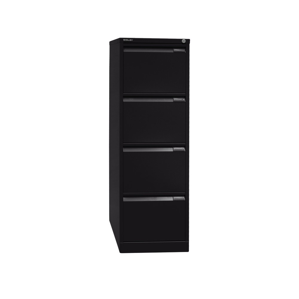 N° de l'image du produit 3 : Meuble à dossiers suspendus BISLEY, 1 rail, 4 tiroirs, noir