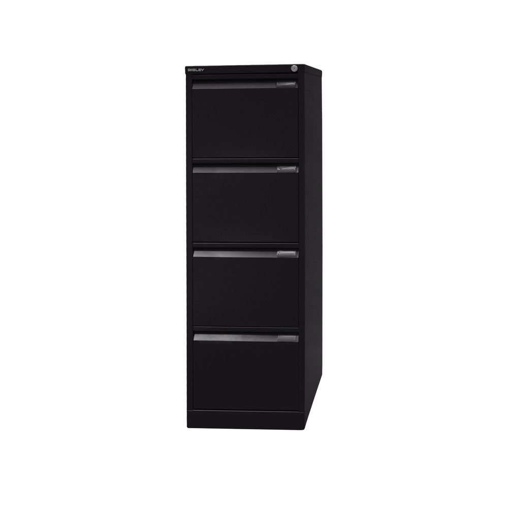 N° de l'image du produit 1 : Meuble à dossiers suspendus BISLEY, 1 rail, 4 tiroirs, noir