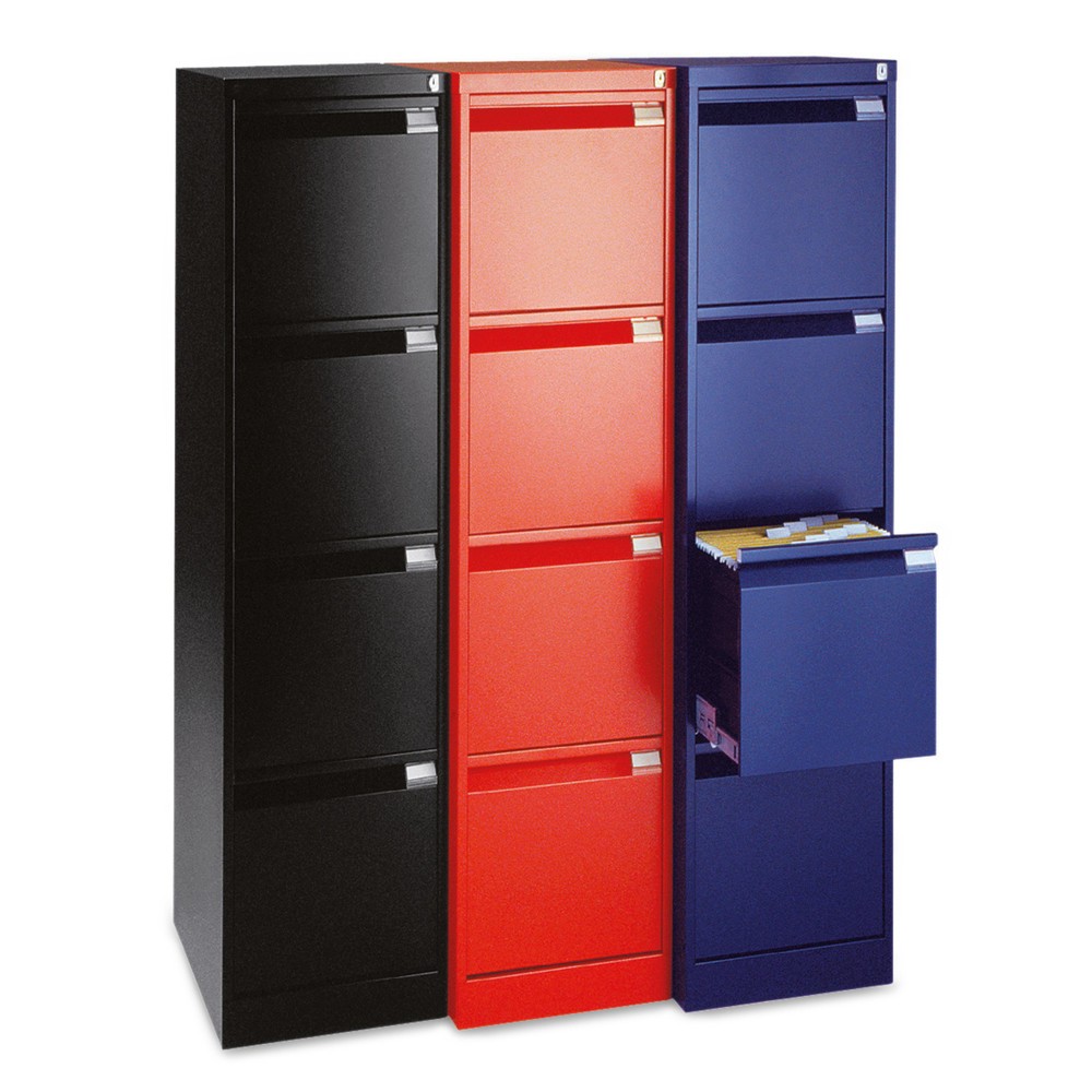 N° de l'image du produit 4 : Meuble à dossiers suspendus BISLEY, 1 rail, 4 tiroirs, noir