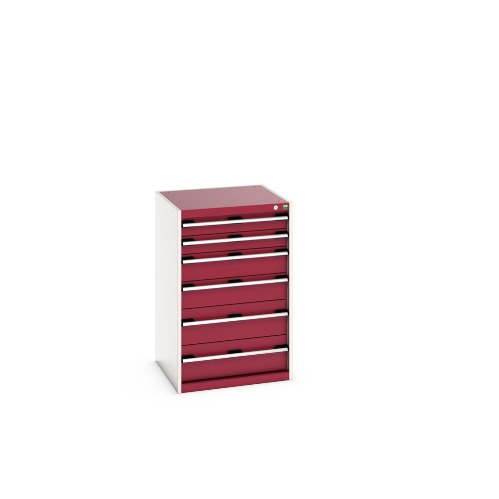 Illustration du produit: Meuble à tiroirs bott cubio, tiroirs 2x100 + 2x150 x 2x200 mm, capacité de charge 75 kg par tiroir, largeur 650 mm, rouge pourpre