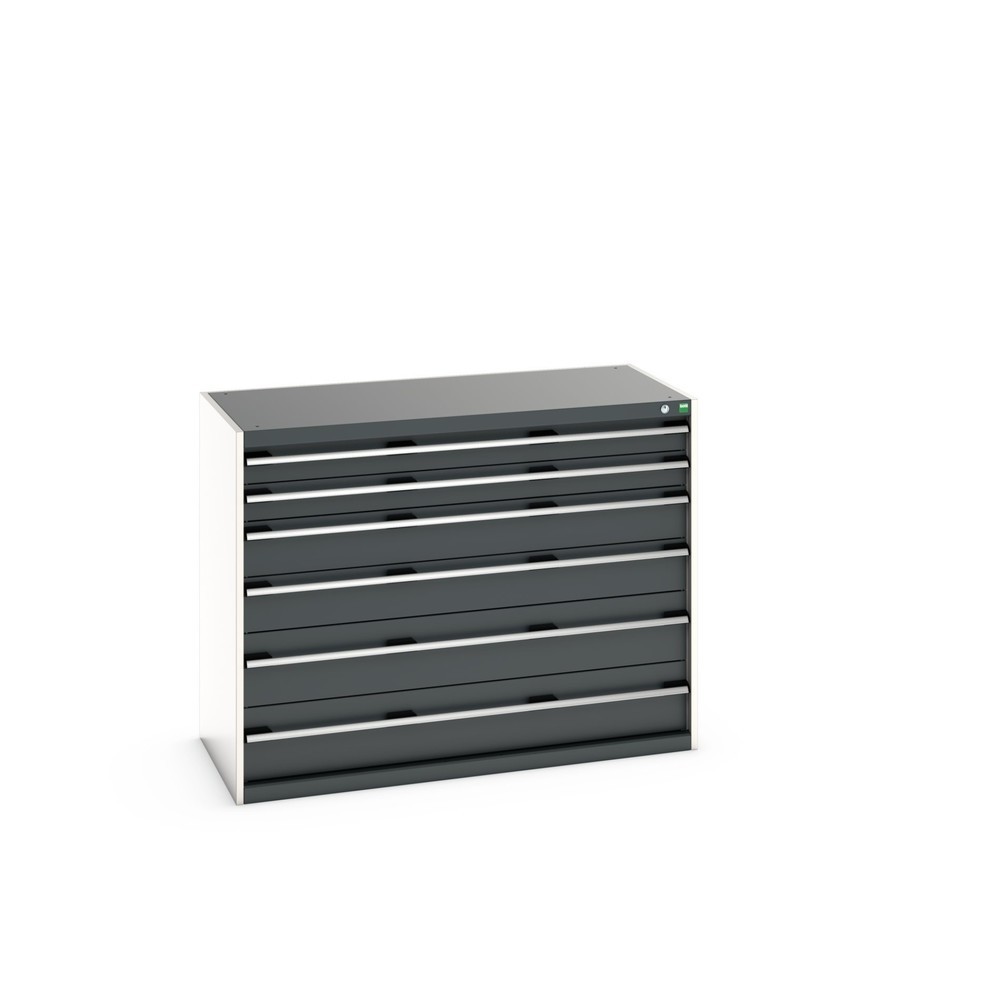 Illustration du produit: Meuble à tiroirs bott cubio, tiroirs 2x100 + 2x150+ 2x200 mm, capacité de charge 200 kg par tiroir, largeur 1300 mm, gris anthracite